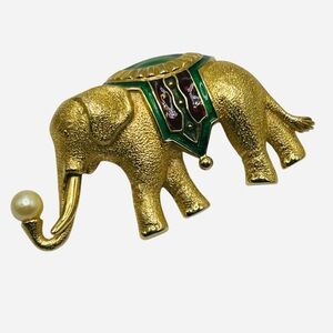 Vintage Monet Enamel Circus Elephant Brooch